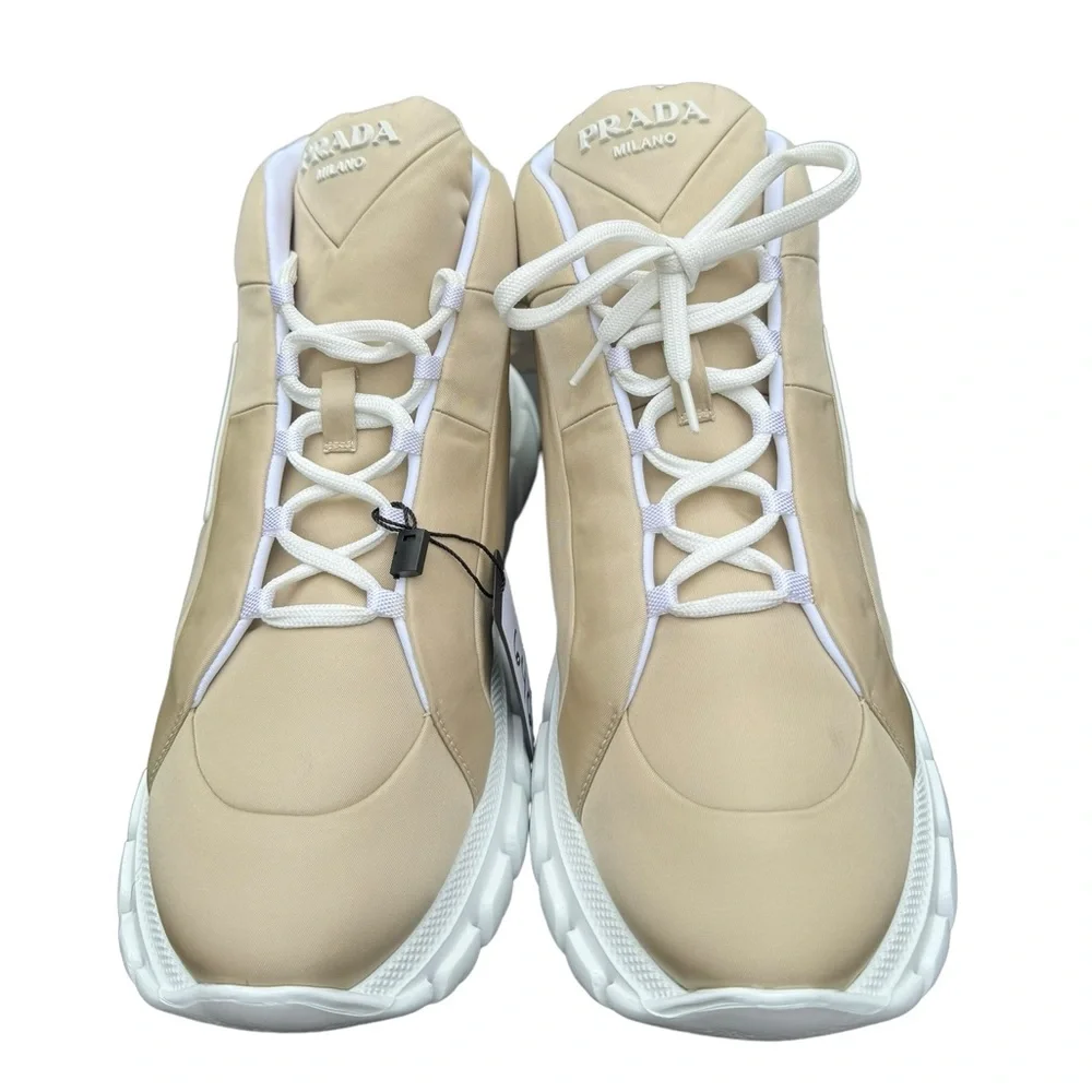 NWB PRADA***Nylon Lace-Up Mid-Top Sneakers****EU 39.5 US 9.5 $1020 - Picture 6 of 11